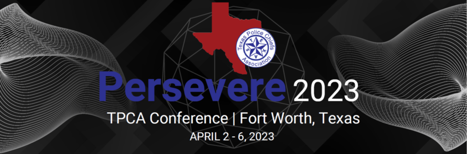 Black Banner with Persevere 2023 Fort Worth April 2-6, 2023